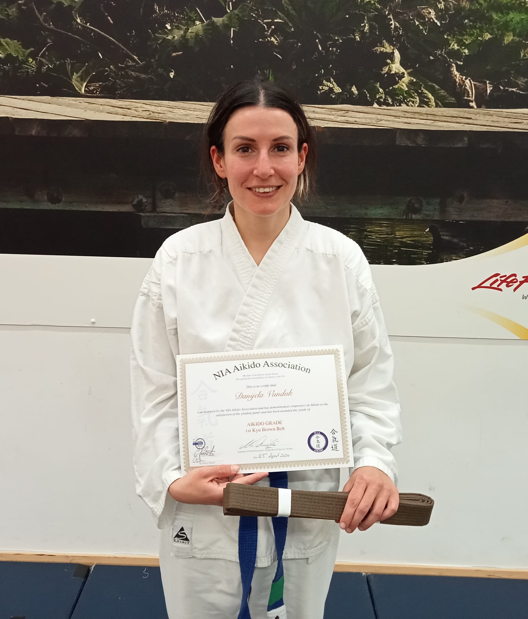 Danijela receives 1st kyu Brown Belt in Aikido